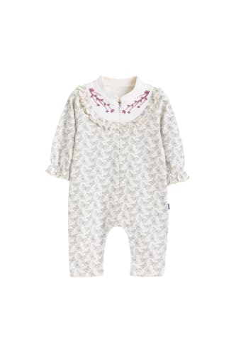 Junior Baby Girls Long Sleeve Romper Jumpsuit - Soft Cotton Blend One-Piece Outfit with Snap Closure, Printed Infant Playsuit, Multicolor, 06