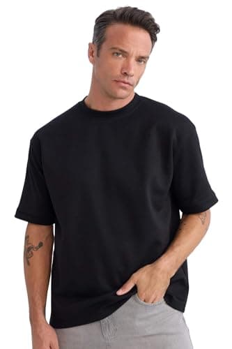 DeFacto Mens Smart Casual Oversize Fit Crew Neck Short Sleeve Knitted Short Sleeve T-Shirt B6494AX Short Sleeve T-Shirt (pack of 1)