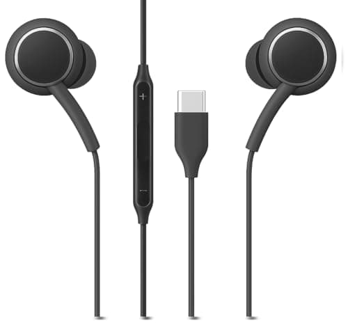 For Samsung Galaxy A27 / A37 / A57 Earphones, In-Ear Headphones For Samsung Galaxy A17 / A26 / A16 / A15 A25 / A05s A05 / A14 / A13 / A04S / A04E / A12 / A23 A22 / A21S / A32 - USB Type C (BLACK)