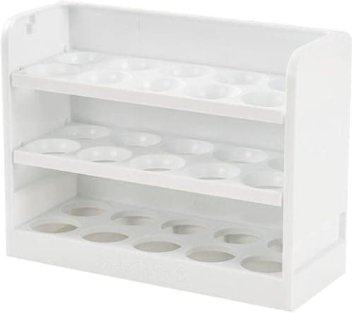 30 Egg Storage Container for Refrigerator, 3-Layer Plastic Tray Organizer Basket