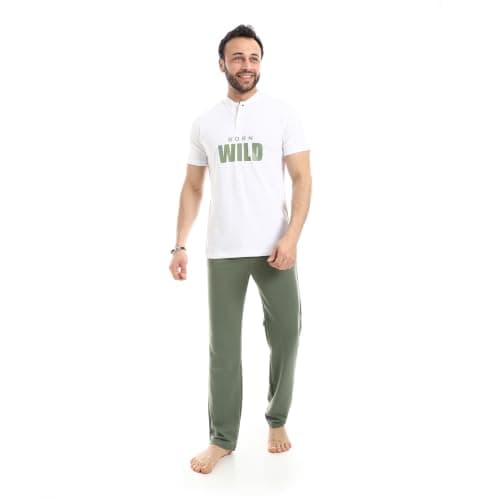 Andora Men Short Sleeve Solid Pattern Pajama (pack of 1)
