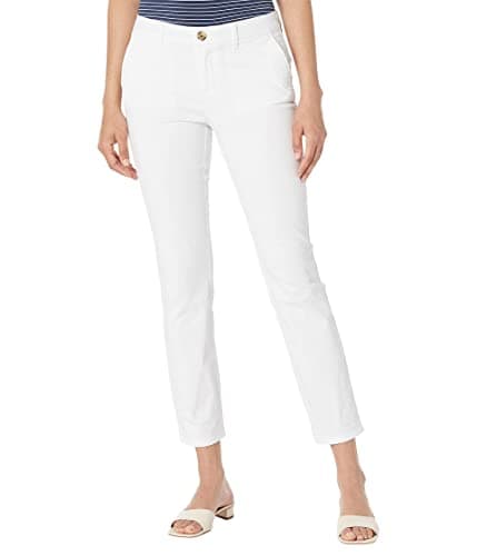 Tommy Hilfiger Hampton Chino Lightweight Pants for Women with Relaxed Fit, White, 4