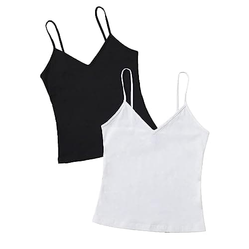 Set Of (2) Stretch Plain Spaghetti V NECK
