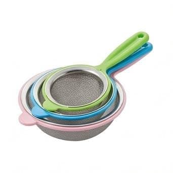 طقم مصافي ملونة 3 مقاسات مختلفة - تصميم عملي عالي الجودة لتنظيم المطبخ وتصفية الطعام Food strainer
