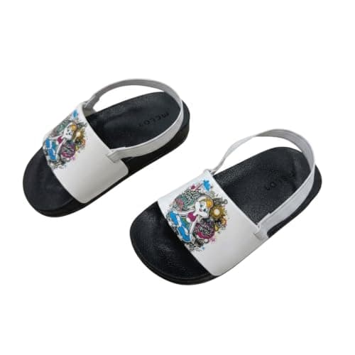 N ان Girls Graphic Print Slide Sandals With Back Strap