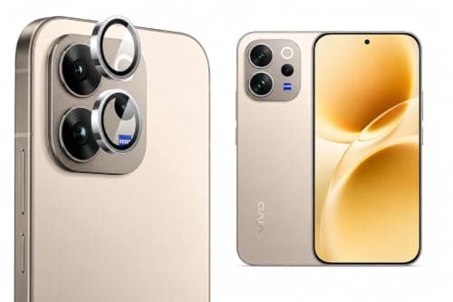 Camera Lens Protector for Vivo V70 Accessories, 9H Tempered Glass Metal Ring Camera Cover Screen Protector, Case Friendly, Anti Scratch, Silver