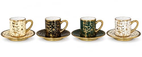 Al-Kholoud Ek-719 Porcelain Coffee Set Of 12 Pieces Luxurious Turkish Arabic Style Espresso Cups Saucers Fine Bone China Feel Delicate Patterns Dishwasher Safe