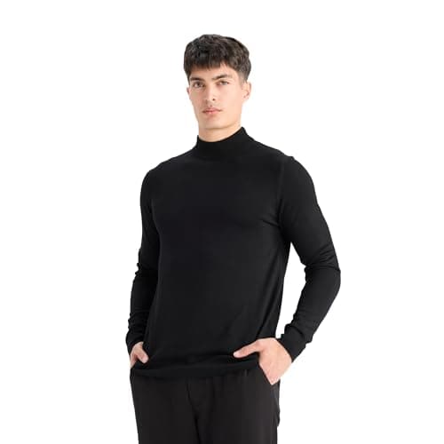 DeFacto Mens Smart Casual Regular Fit Mock Turtle Neck Long Sleeve Tricot Pullover A5282AX Pullover (pack of 1) Sweater