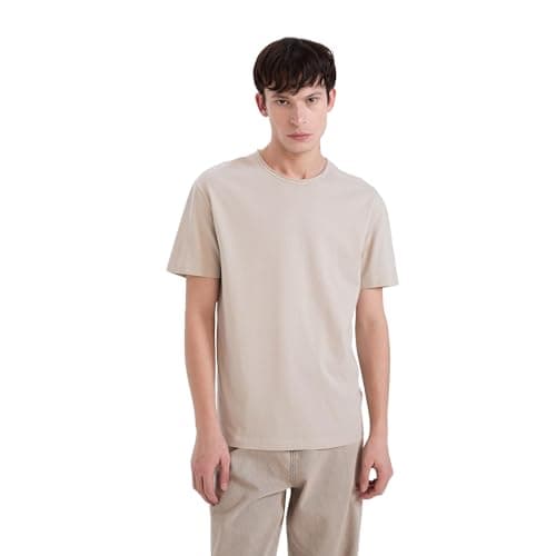 DeFacto Mens Young Regular Fit Crew Neck Dirty Short Sleeve Knitted T-Shirt T-Shirt (pack of 1)