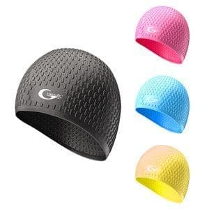 Silicone Swim CapExtra-large silicone swim cap designed to accommodate thick hair and braids with ease, provides superior protection against pool chemicals while maintaining a stylish look for competi