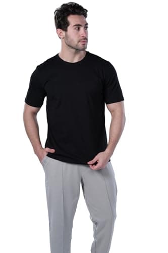 Red Cotton Short Sleeves Cotton T-Shirt for Men - Black