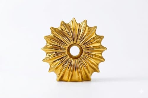 Home Care WA-1162 Gold Sun Vase (Medium) Luxury Decorative Vase with Radiant Sun Design and Rich Gold Finish