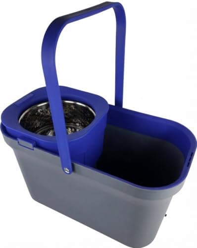 Large Swivel Bucket with 360 Degree Mop and 2 Replacement - Heavy Plastic & Metal Household Cleaning Kit and Inner Pot for Squeezing Mops – 5022-AM