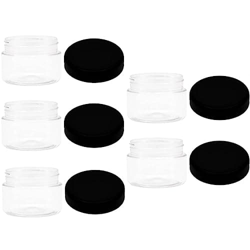 Generic 5 Pieces Clear White Plastic Jar, 100ml - Round, 7cm Diameter - Black Lid for Refill Empty Storage Containers for Travel, Makeup, DIY Materials