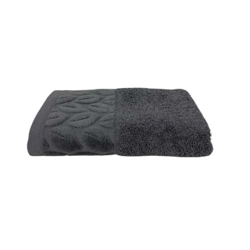 Egyptian Cotton Hand Towel from Sol Suave, 100% Cotton, Multiple Sizes and Colours, Set of 1, with leaf jacquard border (Grey, Hand Towel (50 * 100 CM))