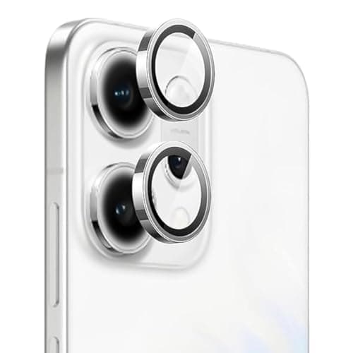 BESHYAKA Tempered Glass Camera Protection for OPPO Reno 14, Individual Metal Ring Lens Protection, 9H Hardness, Anti-Scratch Lens Protection, HD Clear, Easy installation (Silver) Screen protector