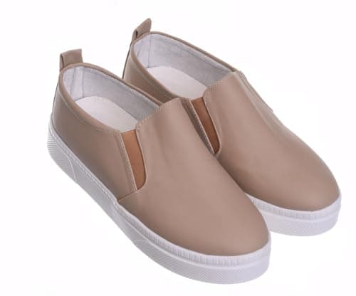 B&W womens B&W-W079-Beige Sneaker Shoes