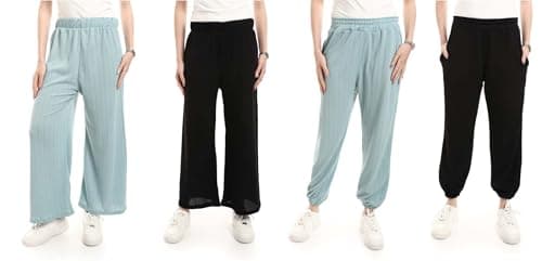 Red Circle Womens Bundle of 4 Comfortable Elastic Waist Summer Lounge Pants Bundle of 4 Comfortable Elastic Waist Summer Lounge Pants
