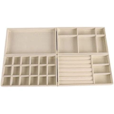4 Pcs Jewelry Accessories Organizer - Velvet Pouches for Rings, Necklaces, Bracelets, Small Items, Dividing and Easy Access Items Inside Home (W) Jewelry storage