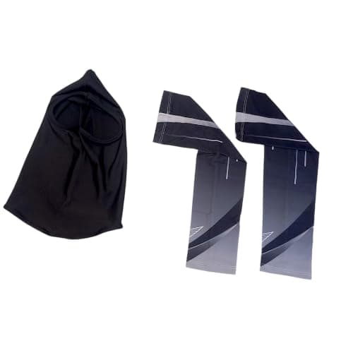 طقم قيادة موتوسيكل ودراجات نارية للرجال، (2 قطع) قناع غطاء للوجه والرقبة اسود ، أكمام ذراع اسبورت بخامه مريحه رمادي ، (كود 0020) ، من lokyboy Apparel