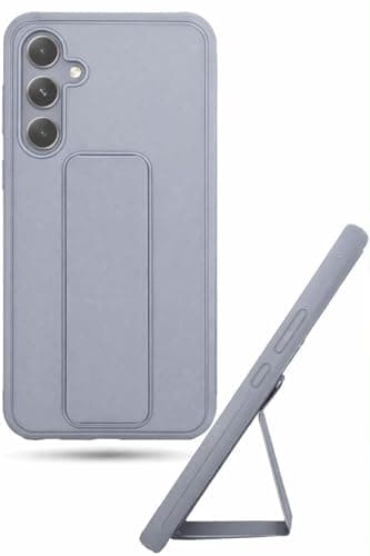 back Cover Magnetic Kickstand Case for Samsung Galaxy A57 — Shockproof Soft Silicone Cover with Camera Protection & Hands-Free Stand (Gray) Cellular phone case