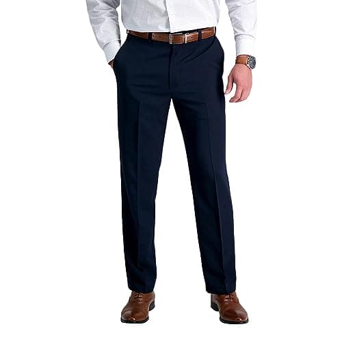 Haggar Men's Cool 18 Classic Fit, Flat Front, Hidden Expandable Waistband, Casual Trousers, Cool 18 Classic Fit, Flat Front, Hidden Expandable Waistband, Casual Pant