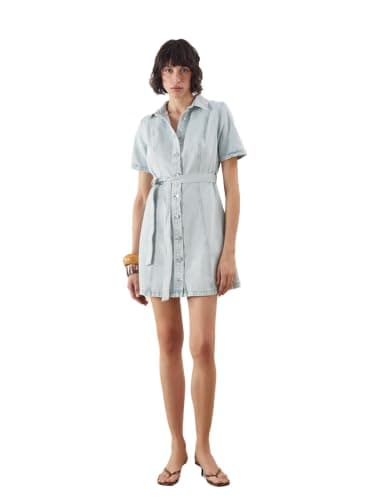 LC WAIKIKI Woman Collared Neck Mini Denim Dress