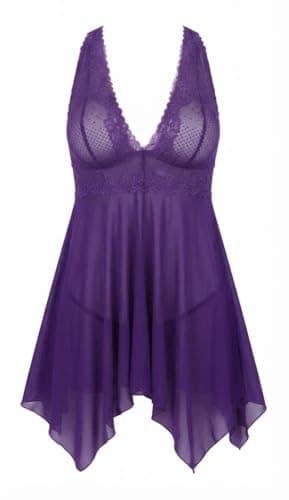 Lingerie Women Lingerie Babydoll Transparent Purple Sexy Design Special Time Home Use - Comfortable and Elegant Nightgown nightshirt