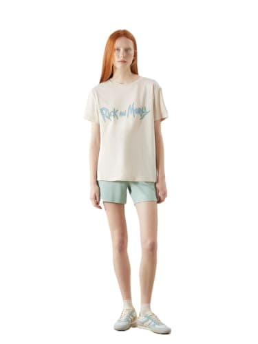 LC WAIKIKI Crew Neck Rick And Morty Printed Short Sleeve Women'S T Shirt, S - Grey