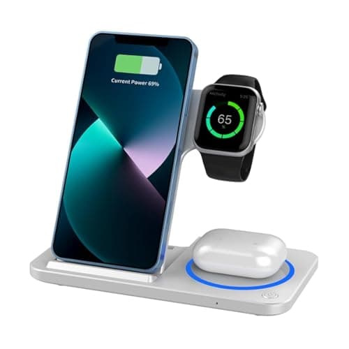 WiWU 3-in-1 Magnetic Wireless Charging Stand 15W - White | Versatile 3-in-1 magnetic charging station powers iPhone, Apple Watch, and AirPods simultaneously with 15W fast output. Charging adapter