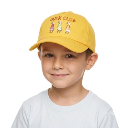 Duck Club Kids Baseball Cap, Yellow Embroidered Duck Design | Boys & Girls, Embroidered Ducks, Structured Brim, Casual Outdoor Wear, Toddler to Child Hat