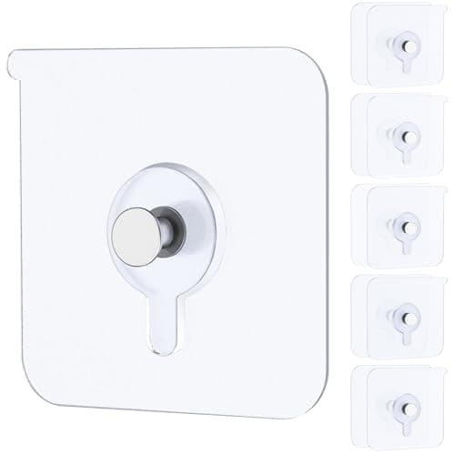 Uniclife 10 Pcs Self Adhesive Picture Hooks 33 Max lbs Load Heavy Duty Picture Hangers Without Nails Wall Hooks for Hanging Transparent Waterproof Frame Hangers Sticky Hook for Bathroom Kitchen