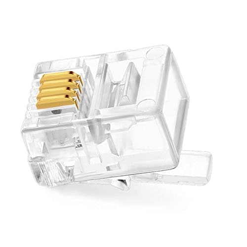 5 Pcs RJ11 Plug,For Telephone Flat Cord Cable Modular Plug Connector Phone Jack Adapter Crimp End Crimper Clear Plastic Transparent Color Phone accessory