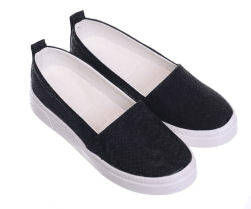 B&W womens B&W-W073-Black Sneaker Shoes