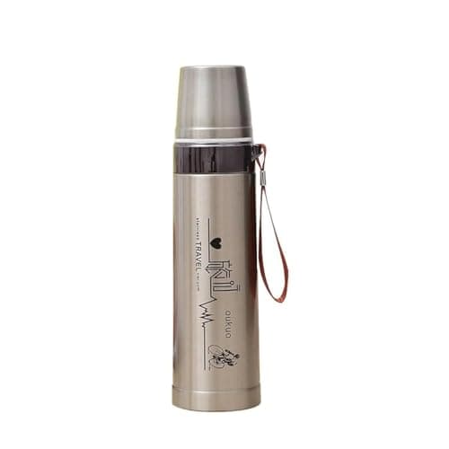 Thermal Cup 304 Large Capacity Insulation Cup Cycling Bottle for Travel for Climbing Flasks (Silver) Thermos