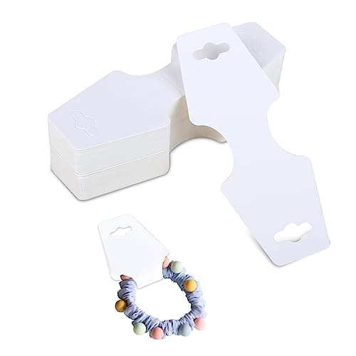 Jewellery Display Cards 100PCS White Foldable Kraft Paper Necklace Earring Bracelet Tags Set 12x5CM Jewellery Packaging Hanging Paper Cards for Display Bracelets Headbands DIY Customization Branding Jewelry storage