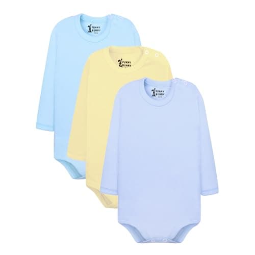Pack of 3 Cotton Plain Colors Long Sleeve Bodysuit for Baby Leotard