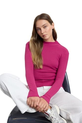 Trendyol Womens Flexible Corded Pink Knitted Blouse - Long Sleeve, Stehkragen - Twoaw21bz0423 Blouse (pack of 1) Shirt