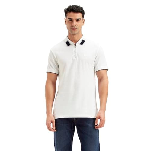 Levi's Mens White Zipper Polo Modern (pack of 1) Shirt