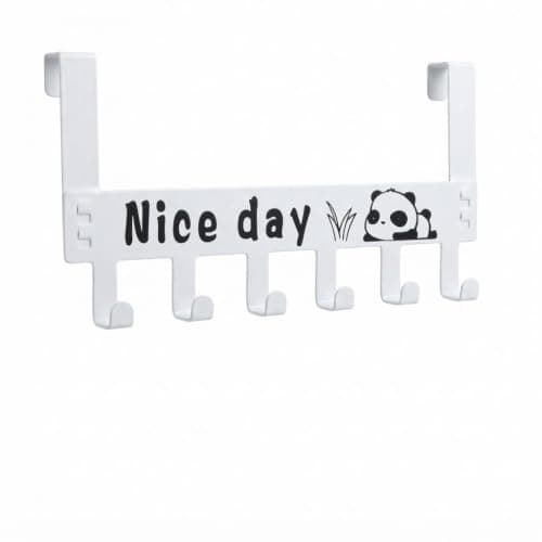6 Hook Over the Door Hanger Rack for Clothes Bags and Storage White