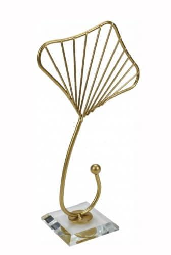 Modern Gold Metal Ginkgo Leaf Statue – Elegant Desktop Sculpture & Decorative Figurine for Home, Living Room, Bedroom, and Office Decor