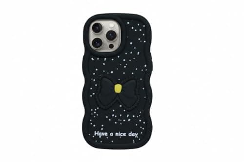 Compatible Case With iphone 12 Pro Max, [Drop Protection] 3D Bow Pattern Soft TPU Shockproof Phone Case Full Body Protection (Black) Cellular phone case