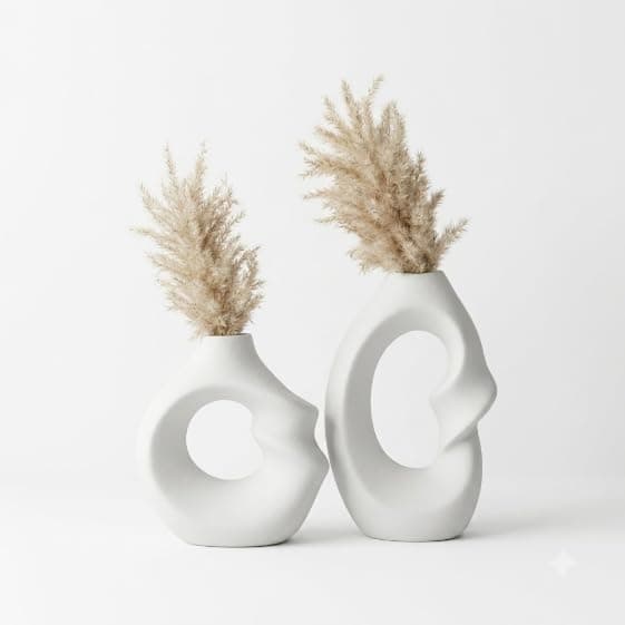 Decorative Vase Set of 2, Elegant and Modern Flower Arrangement, Artificial Plants for Reception Decor, Living Room, Bedroom, Home Decor