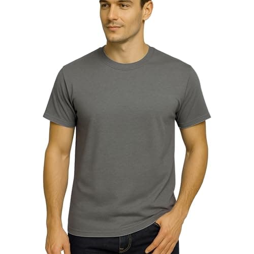 ISTANBUL MODEL Men’s Plain T-Shirt, Round Neck Short Sleeve Tee, 95% Cotton & 5% spandex Stretch, Regular Fit, Pack of 1