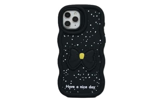 Compatible Case with Iphone 11 Pro Max, [Drop Protection] 3D Bow Pattern Soft TPU Shockproof Phone Case Full Body Protection (Black) Cellular phone case