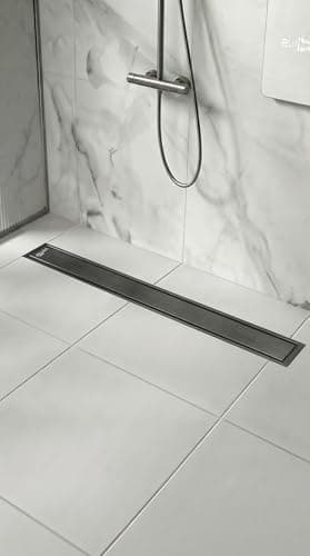 C K S PURA Stainless Steel 304 Linear Shower Drain Tile Insert Floor Drain Horizontal Vertical Outlet DN50 Anti Clog Hair Filter Fast Flow Bathroom (45 cm, Horizontal) Drain strainer