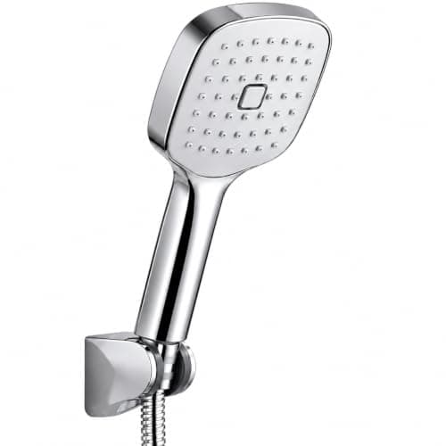 Square Hand Shower 3 Water Modes With Flexible Hose And Wall Holder | 3-Mode Square Handshower with flexible hose and wall mount, for a hands-on bathing experience with easy control and steering. Showerhead