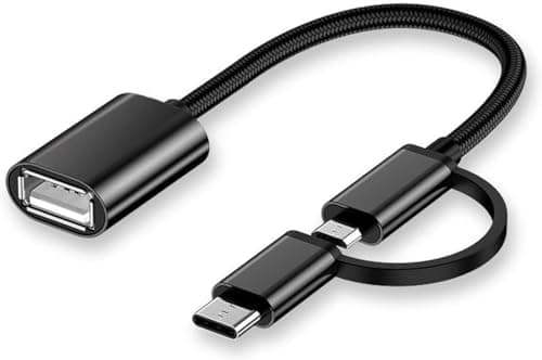2IN1 Metal Type C and Micro OTG Male to USB A 3.0 Female High Speed Data Transfer for Laptop Mobiles Tablet (2 * 1) Smartphone Type C and Micro USB Pendrive OTG Connector Electronic adapter