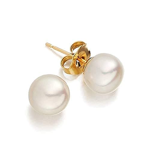 Natural Freshwater Pearl Stud Gold Plated Earring for Womens Golden Stainless Steel For Women