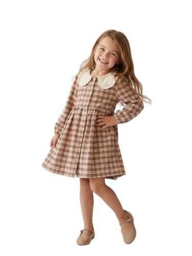 LC WAIKIKI Girl Peter Pan Collar Plaid Flannel Girls' Dress